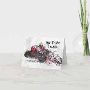 RACING GRANDSON BIRTHDAY CARD