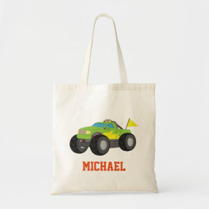 Racing Green Monster Truck for Racer Boys Tote Bag