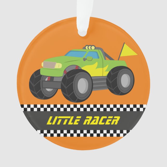 Racing Green Monster Truck Racer Boys Room Decor Ornament (Front)