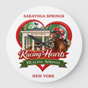 Racing Hearts and Healing Springs Large Clock