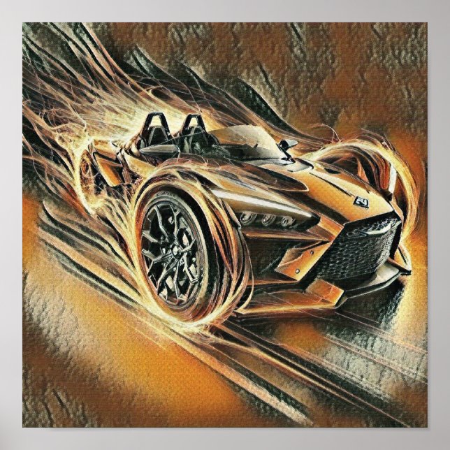 racing High-Speed Orange Supercar  Poster (Front)