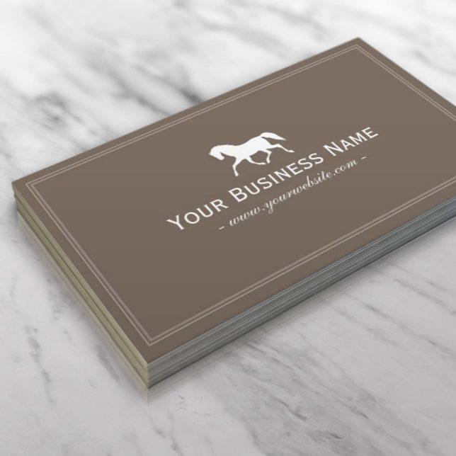 Racing Horse Elegant Plain Brown Business Card (Creator Uploaded)
