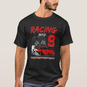 Racing into 9 Year Old Birthday Race Car 9th Boy P T-Shirt