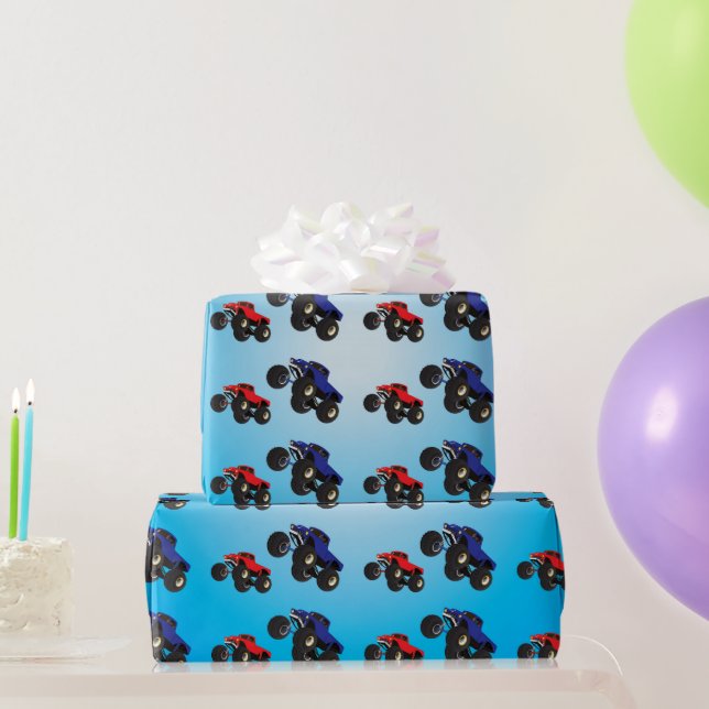 Racing Monster Truck Birthday Wrapping Paper (Party Gifts)