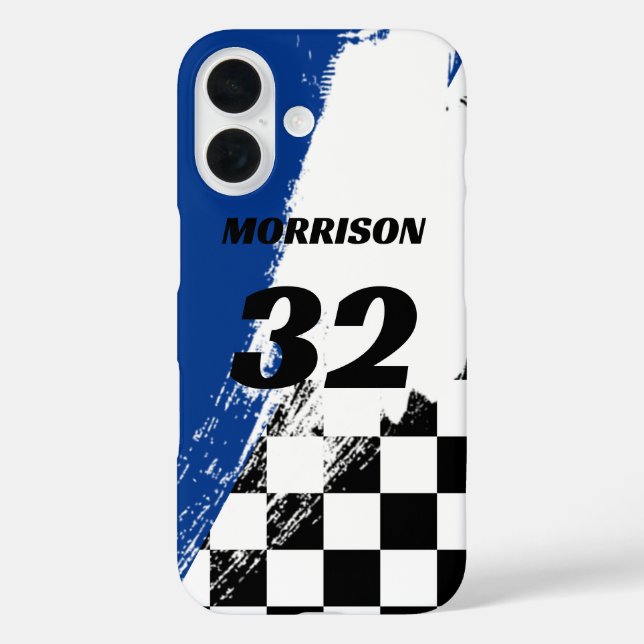 Racing Name Number Blue Black and White  Case-Mate iPhone Case (Back)