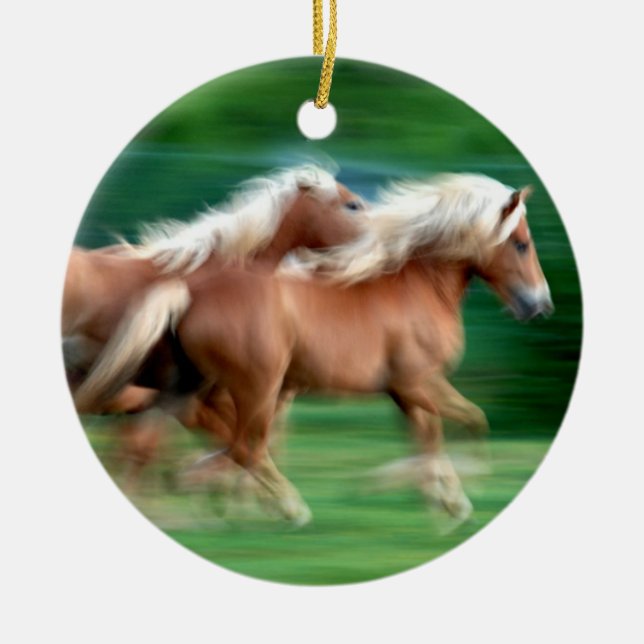 Racing Palomino Horses Ornament (Front)
