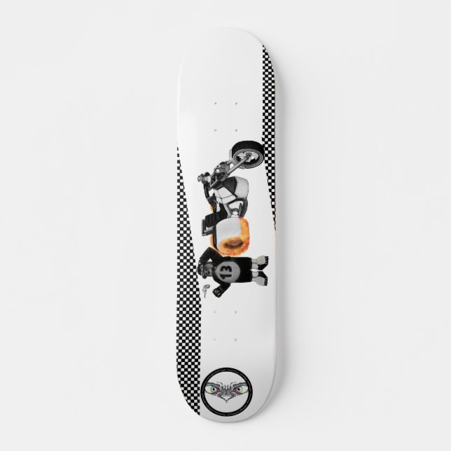 Racing Panda Patrol black and white detailed Skateboard (Front)