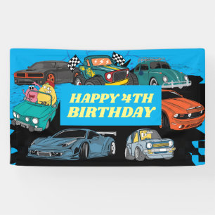 Racing party backdrop, go kart party, car banner