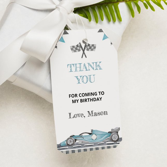 Racing Party Birthday Thank You Tag (Creator Uploaded)