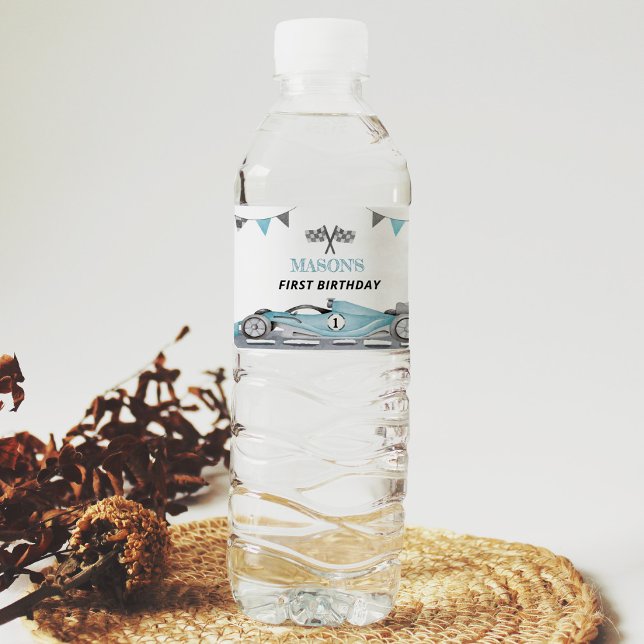 Racing Party Birthday Water Bottle Label (Creator Uploaded)