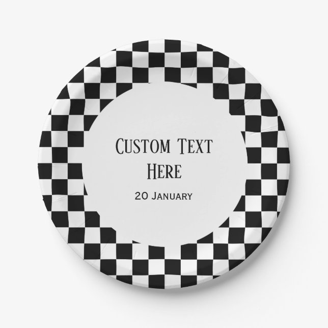 Racing Party Plates, Racing Chequered Paper Plate (Front)