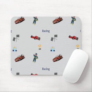 Racing pattern on grey mouse mat