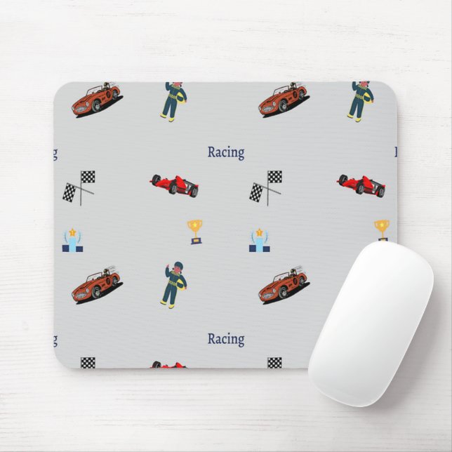 Racing pattern on grey mouse mat (With Mouse)