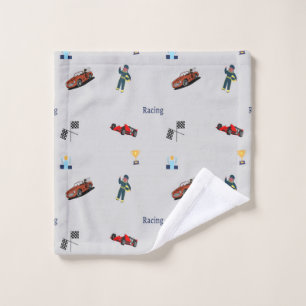 Racing pattern on grey wash cloth