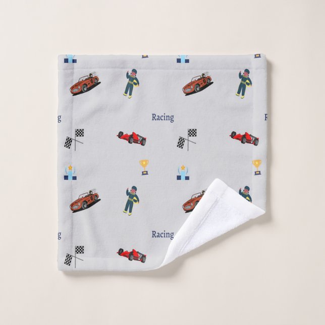 Racing pattern on grey wash cloth (Wash Cloth)