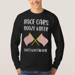 Racing Pink Chequered Flag Fast Cars Booze Beer Ra T-Shirt