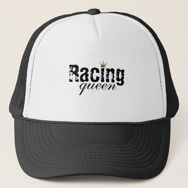 Racing Queen Crown Race Car Driver Trucker Hat (Front)