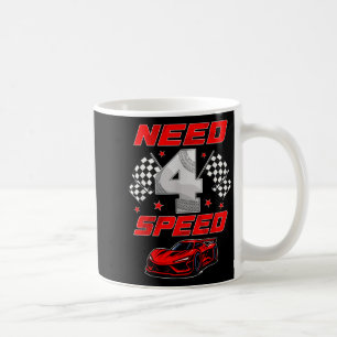 Racing Racecar 4 Year Old 4th Birthday Boy Girl Ne Coffee Mug