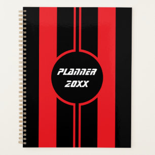 Racing Red Black Double Stripes Sports Custom Planner