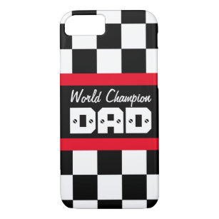 Racing red black world champion dad iphone case