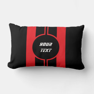 Racing Red Double Stripes Sports Custom Lumbar Cushion