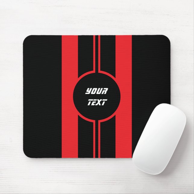 Racing Red Double Stripes Sports Custom Mouse Mat (With Mouse)