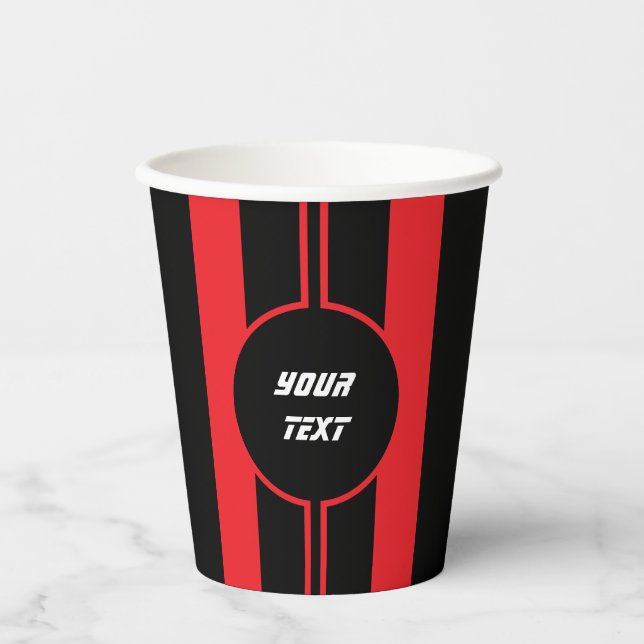 Racing Red Double Stripes Sports  Paper Cups (Front)