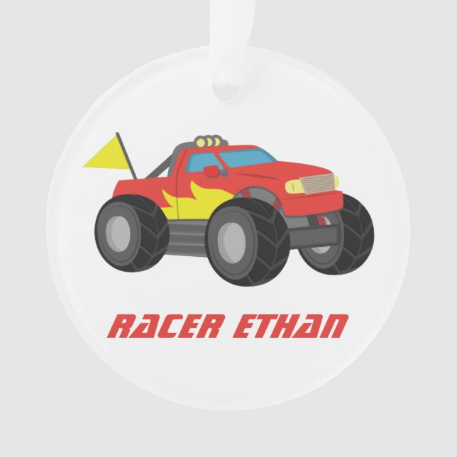 Racing Red Monster Truck, for Boys Room Ornament (Front)