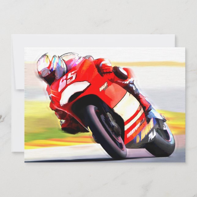 Racing Red Motorcycle Invitation (Front)