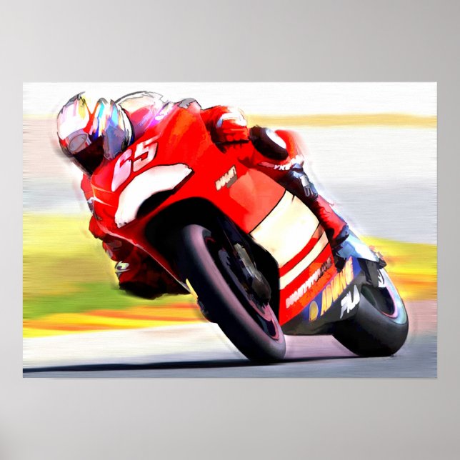 Racing Red Motorcycle Poster (Front)