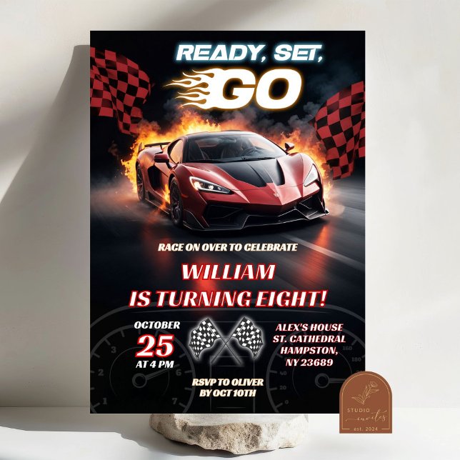 Racing Red Sport Car Birthday Boy Invitation (Creator Uploaded)