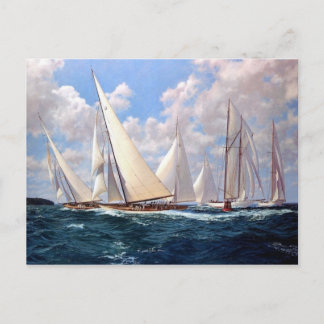Racing round the buoy postcard