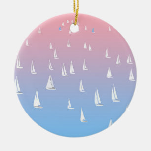 Racing sailboats in the open sea   ceramic tree decoration