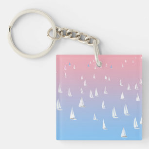Racing sailboats in the open sea  key ring