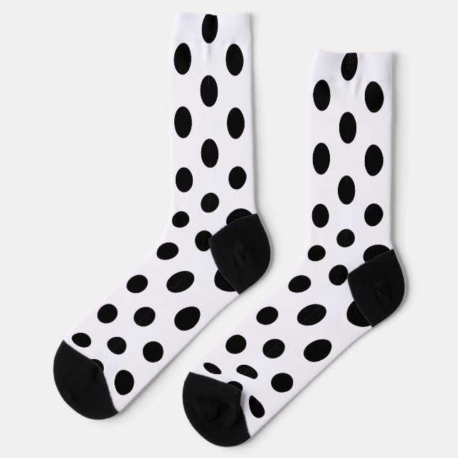 Racing Silks Dots Black on White Derby Polka Dot Socks (Left)
