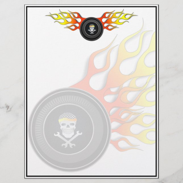 Racing Skull in Flaming Wheel (Front)