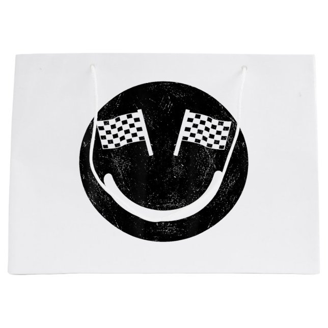 Racing smile for Race Car Parties Large Gift Bag (Front)