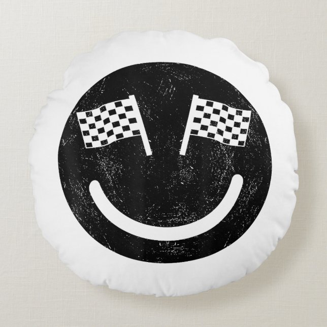 Racing smile for Race Car Parties  Round Cushion (Front)