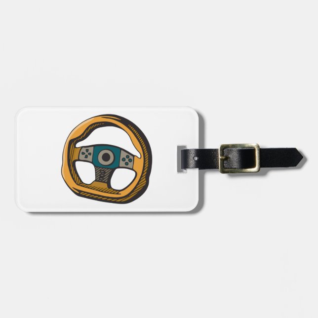 Racing Steering Wheel Controller Gamer Luggage Tag (Front Horizontal)