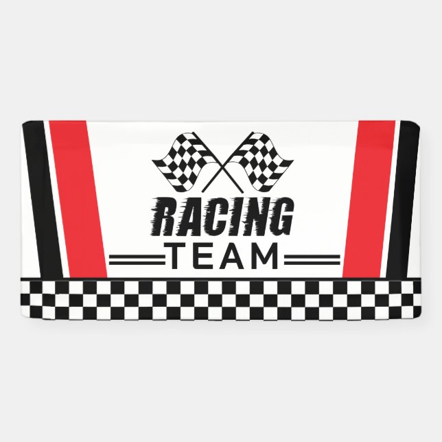 Racing Stripes Banner,Chequered Race Flag BANNER (Horizontal)