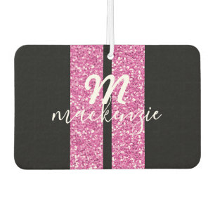 Racing Stripes Pink Glitter Heart Shape Car Name Car Air Freshener