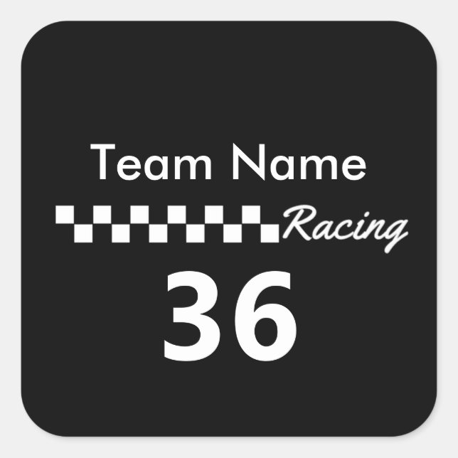 Racing Team Personalised Square Sticker (Front)