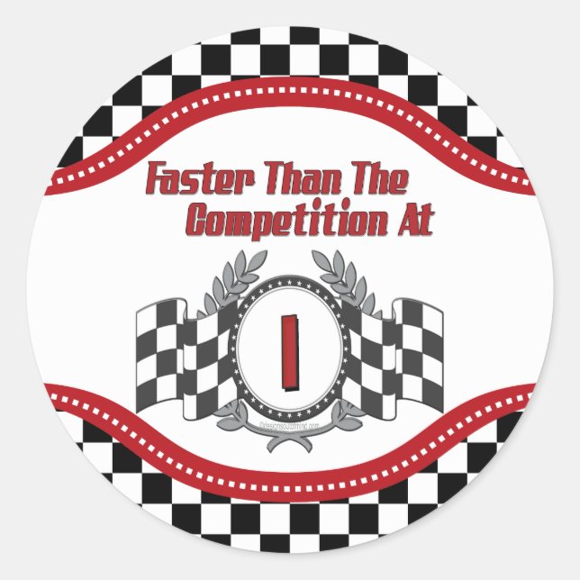 Racing Themed 1st Birthday Classic Round Sticker (Front)