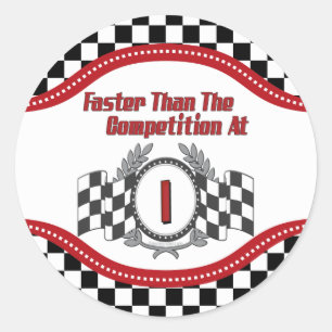 Racing Themed 1st Birthday Classic Round Sticker
