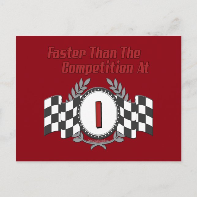 Racing Themed 1st Birthday Postcard (Front)