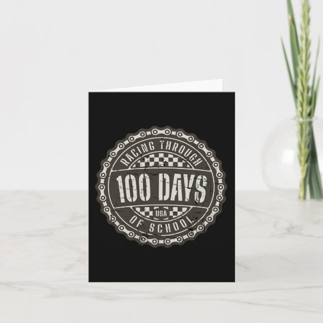 Racing Through 100 Days Of School - Motorcycle Dir Card (Front)