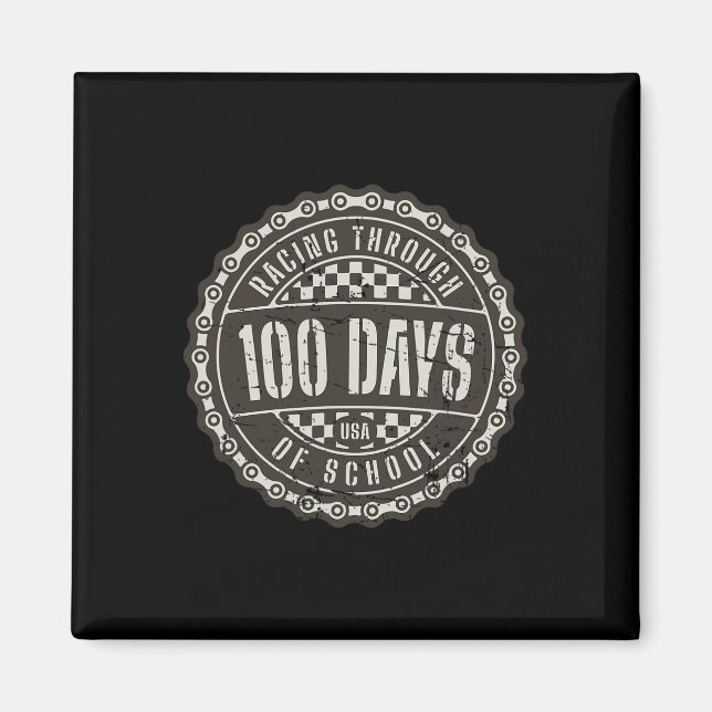 Racing Through 100 Days of School - Motorcycle Dir Magnet (Front)