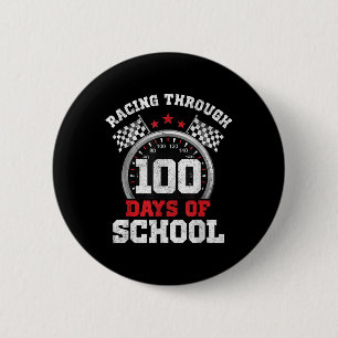 Racing Through 100 Days Of School Race Car 100th D 6 Cm Round Badge