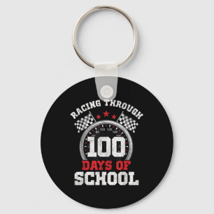 Racing Through 100 Days Of School Race Car 100th D Key Ring
