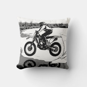 Racing Through Water - Motocross Rider Cushion